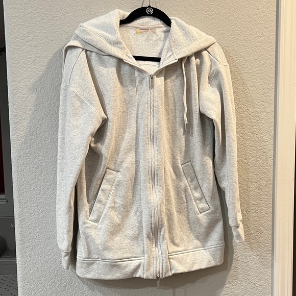 Zella Amazing Long Full Zip Hoodie - Ivory Dove Heather - Picture 1 of 3